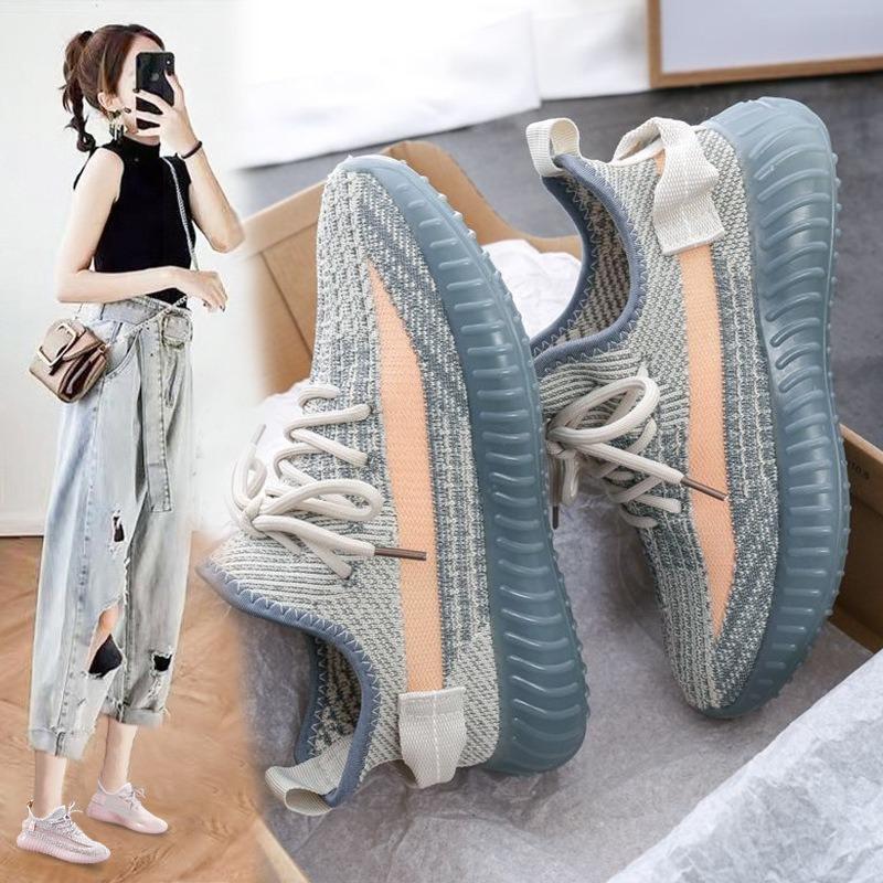 Spring New Coconut Shoes Women's Breathable Korean Version Versatile Ins Student Running Sports Shoes Women's Flying Woven Women's Shoes