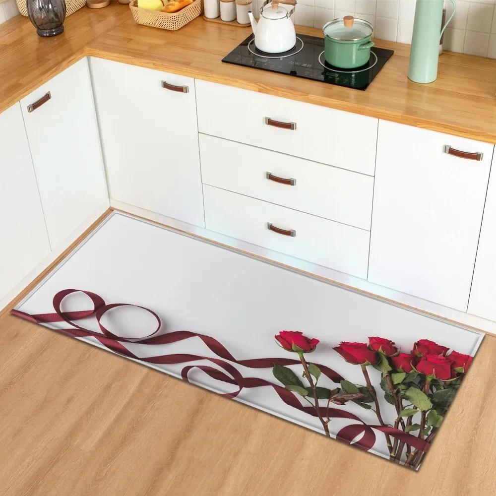 Valentinstag Liebe Rosenmuster Hausküche Bodenmatte Eingangsbereich Dekoration Bodenmatte