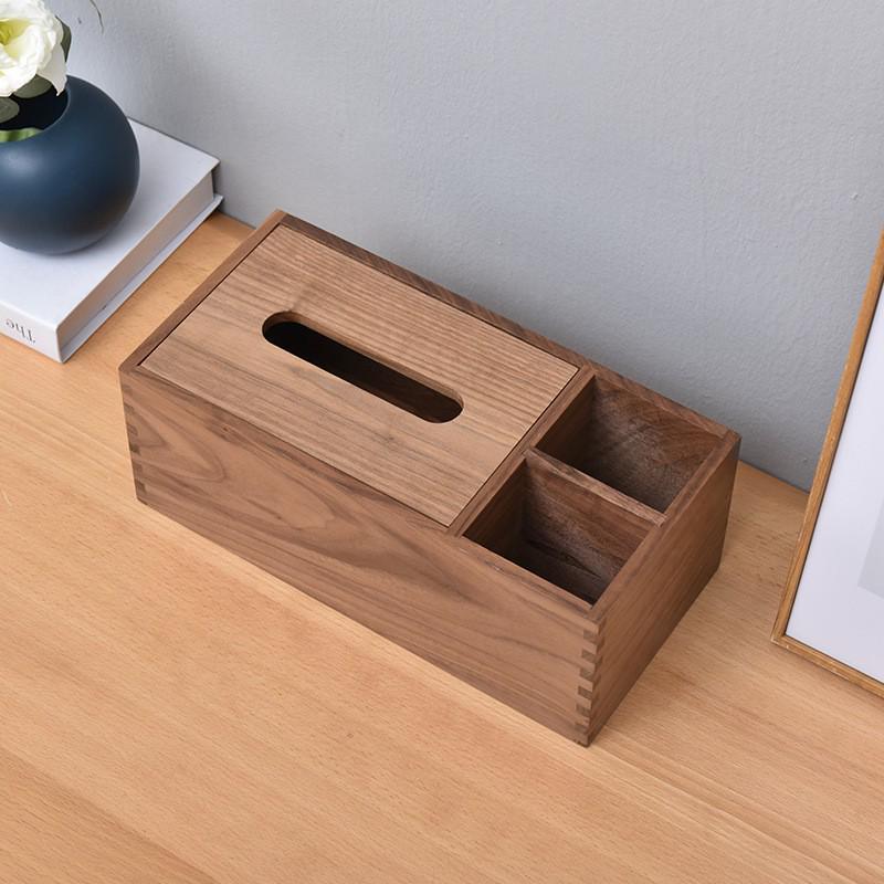 Black Walnut Solid Wood Tissue Box - Living Room Desktop Napkin Holder