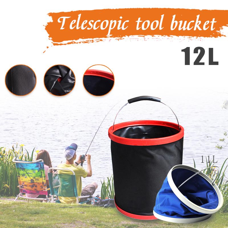 11L 12L New Thickening Portable Folding Bucket Outdoor Camping Car Storage Container Wash Car Mop Fishing Bucket Cleaning Tools