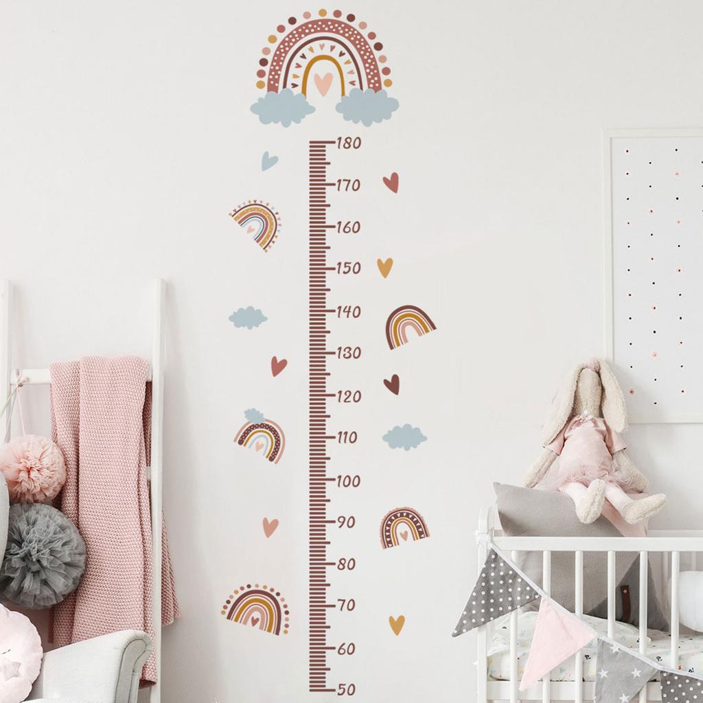 Cartoon Kids Height Chart Sticker Fun and Educational Rainbow Cloud Wall Height Measuring Ruler Home Wall Decorations
