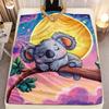 Sleeping Koala On Tree Branch Night Sky Flannel Blanket Cute Animal Print Soft Warm Throw For Kids Bedroom Decor Gift