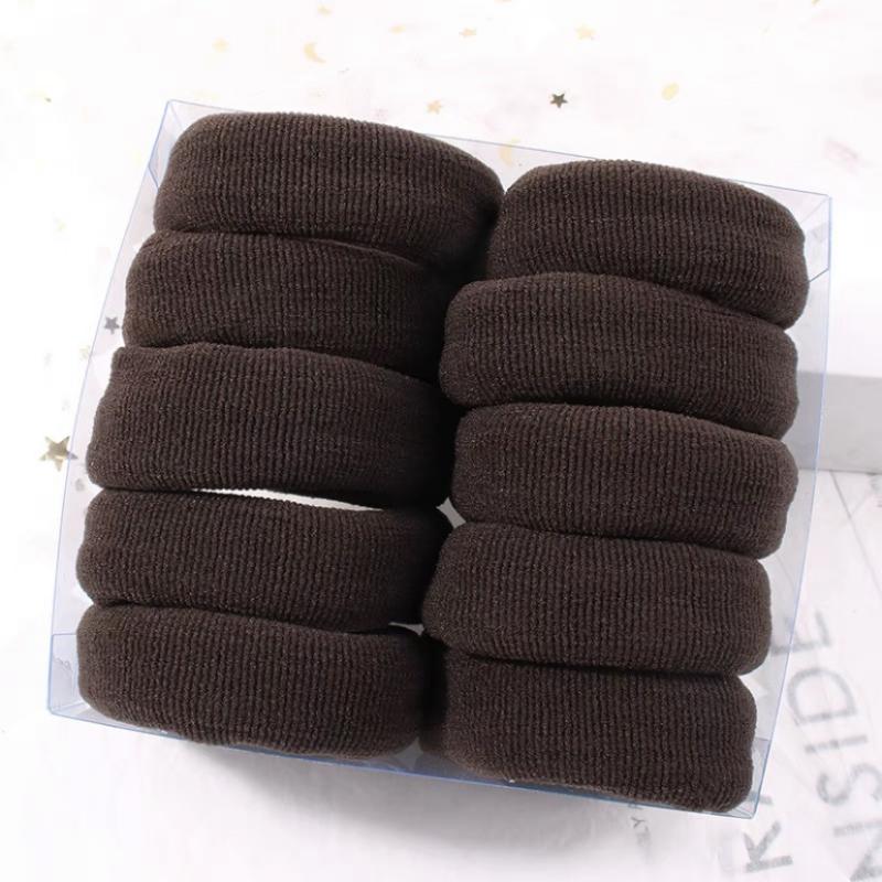 10Pcs High Elasticity Thickened Hair Rope Adult Hair Ring Simple Hair Accessories Seamless Black Rubber Band