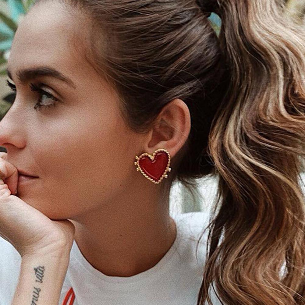 

Vintage Red Green Enamel Water Drop Earrings For Women Piercing Ear Jewelry Korean Female Hanging Earring Lovely Kolczyki Gift