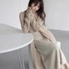 Mohair hollow knitted cardigan women's thin spring and autumn sunscreen loose solid color lazy wind medium and long coat