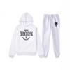 Mens Loose Fit Hooded Long Sleeve Basketball Training Sweatshirt Jogging Pants Set Copper Ammonium Fiber Sportswear