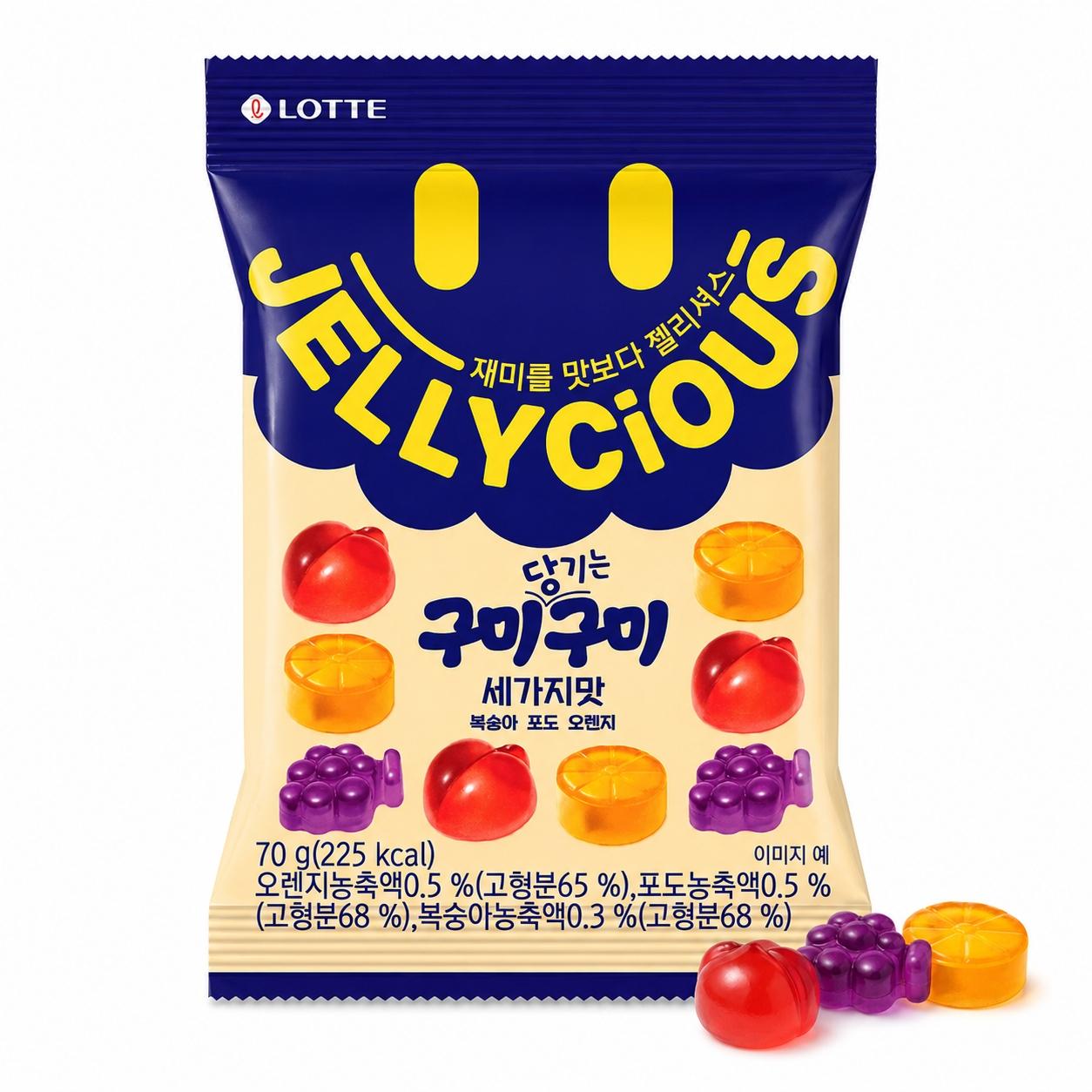 Мягкие жевательные конфеты Lotte со вкусом смешанных фруктов 70 г | Яркий фруктовый вкус, Упругая жевательная текстура, Маленькая портативная упаковка 70g