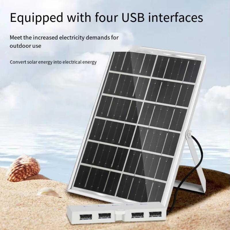 Solar Battery Charger 4 USB Ports Fast Charging Efficient Solar Absorption for Outdoor Trips Power Supply Emergency Backup