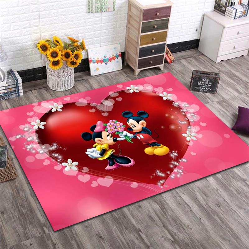 1PC Disney Minnie Mickey Mouse Print Carpet for Living Room Bedroom Kid's Room Home Decor Non-slip Mat Area Rug Luxury Gift