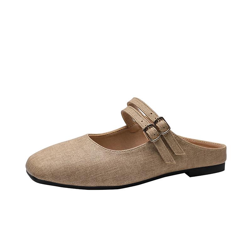 Women's 2024 Summer Flat Mule Slippers - Pointed Toe, Half Coverage, Evening Wear