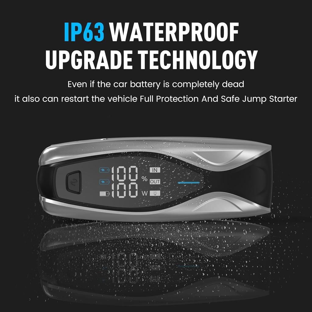 X7 3000A Car Jump Starter + 18W USB-C Charger, 12V Battery Booster for 12L Gas & 10L Diesel Engines