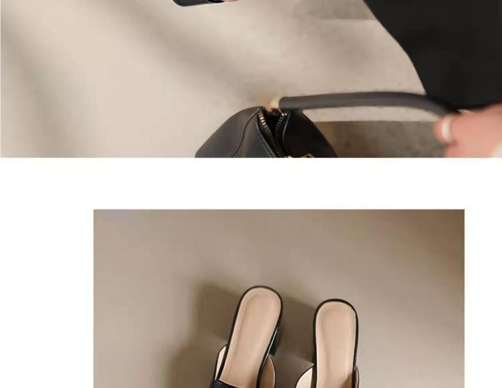 Baotou Halbschuhe Damen Sommer 2025 neu schwarz Metallschnalle dicker Absatz rutschfest High Heel Mules coole Hausschuhe