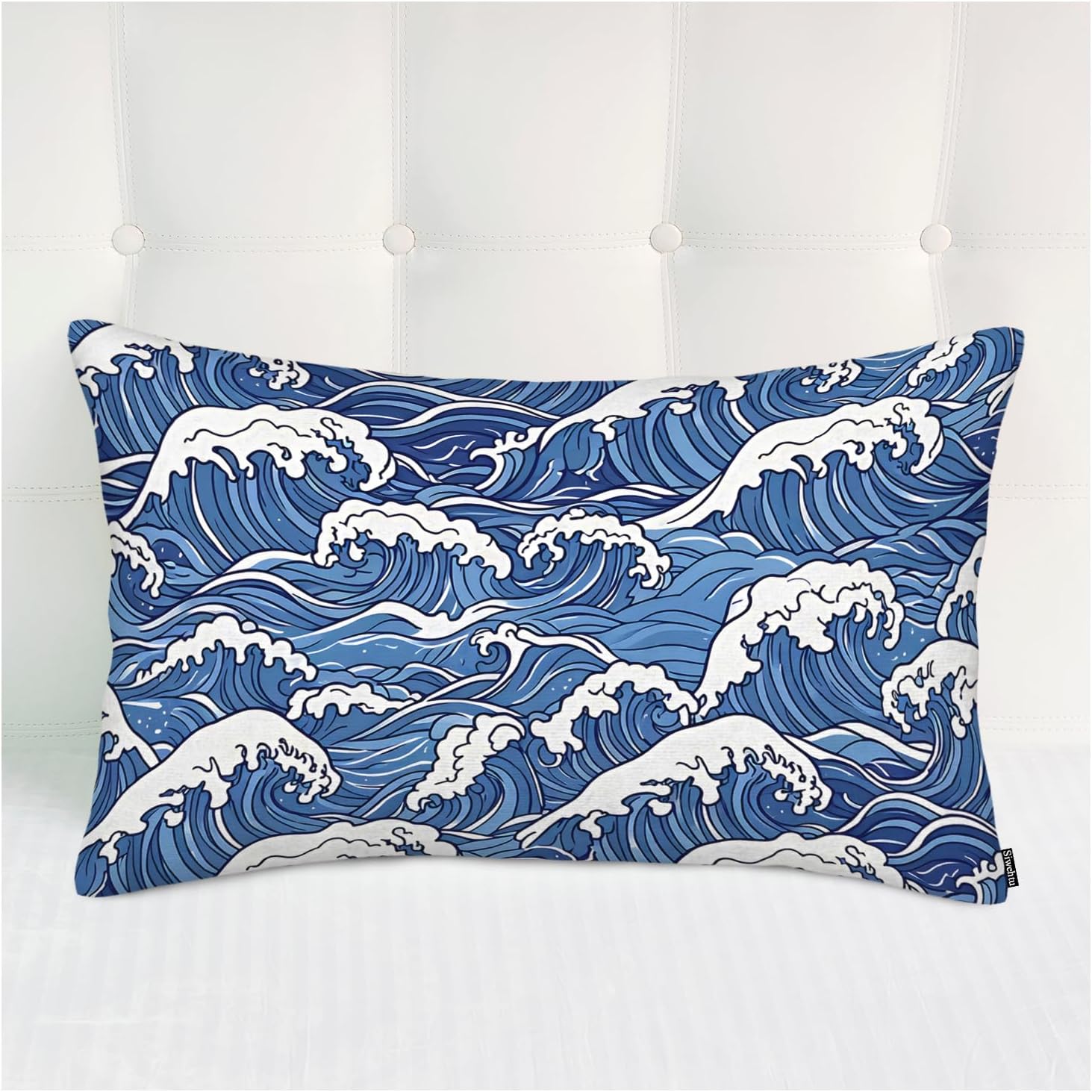 Gold Marble Patterned Black Large Throw Pillows Covers, Decor Pillow Case Covers for Bedroom Sofa Throw Pillow Case Cushion Cover for Couch Home Blue White Wave Ocean
