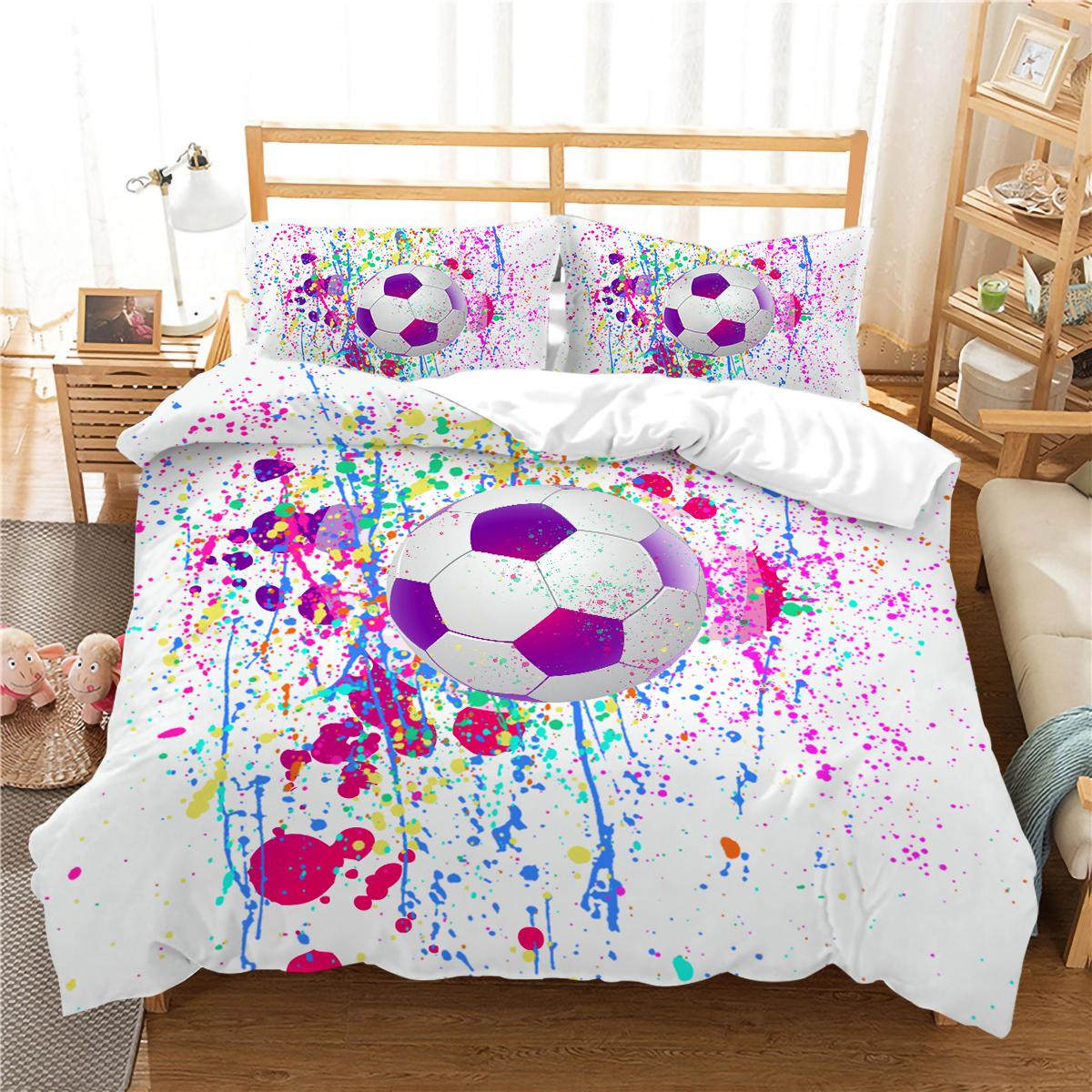

2/3шт Постельное белье Набор Красочный футбол Дизайн Пододеяльник Набор Всех Размер Удобный микрофибра Одеяло Чехол Наволочка EU Single 135x200cm
