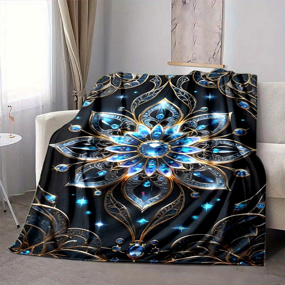 1PC Gilded Lotus Print Blanket, Soft Throw Blanket - Warm & Cozy for Couch, Bed, Office, and Travel yy250912195