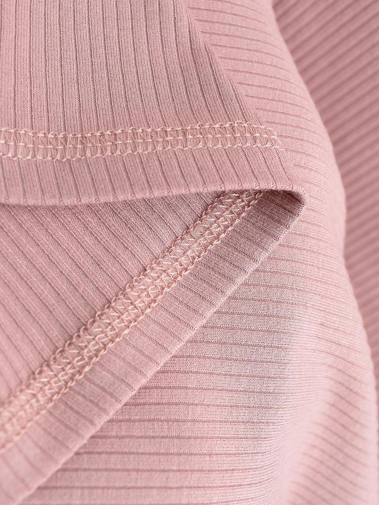 Spicy Girl Ribbed Peach V-neck Buttoned Slimming Long-sleeve T-shirt for Women - Spring 2025 Collection