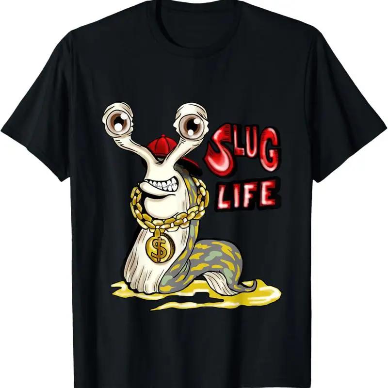 Slug Life Funny Rap Hip Hop Cartoon Graphic Tee Breathable Cotton Short Sleeve TShirt for Unisex S