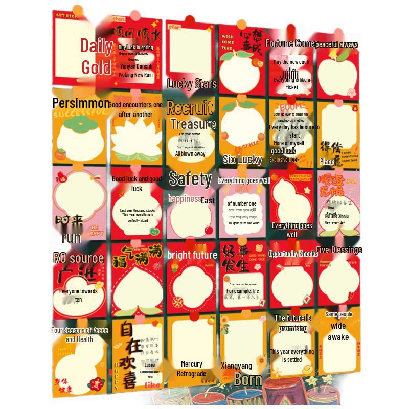 New Year Fortune Wish Stickers Set