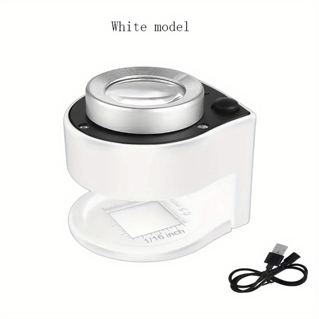 60X Coin Magnifier,Rechargeable 6 LED Metal Magnifier Glasses,USB Dual Power Portable Loupe For Jewelry Coin Stamp Textile Checking