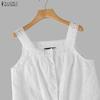 ZANZEA Women Lace Splice Square Collar Summer Casual Sleeveless Vest Tops