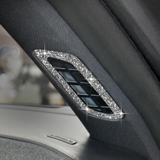 For Ford Mustang Mach-E GT 2021-23 Silver Rhinestone A-pillar Vent Stickers Trim