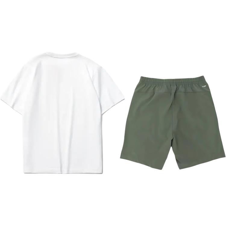 Li-Ning Round Neck Pullover Printed Letter Summer Cool Comfortable Versatile Casual Sports Suit Unisex suit AHSU707-2+YKSV147-1