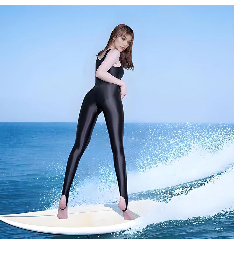 Shiny Oil-Gloss High-Elastic Full Body Shaping Leotard - Plus Size Silky Smooth Tight-Fit Yoga Fitness Wear