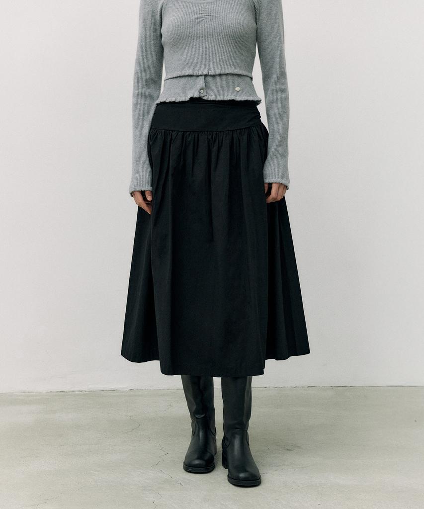 ROLAROLA Shirring Long Skirt Black