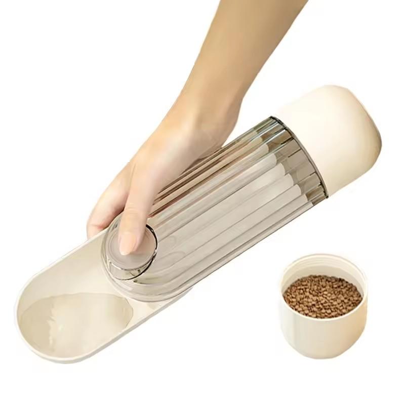 

Портативная герметичная бутылка для еды для домашних животных с миской для путешествий и активного отдыха Food:100ml&7.5*7*22cm бежевый