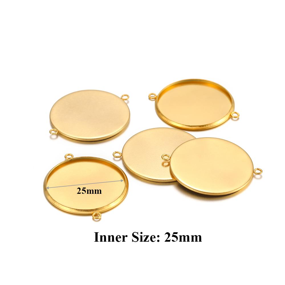 10 pièces Acier Inoxydable 6-30mm Base Cabochon Camée Couleur Dorée Plateau Rond Vide pour Collier Bracelet Fabrication de Bijoux Apprêts DIY