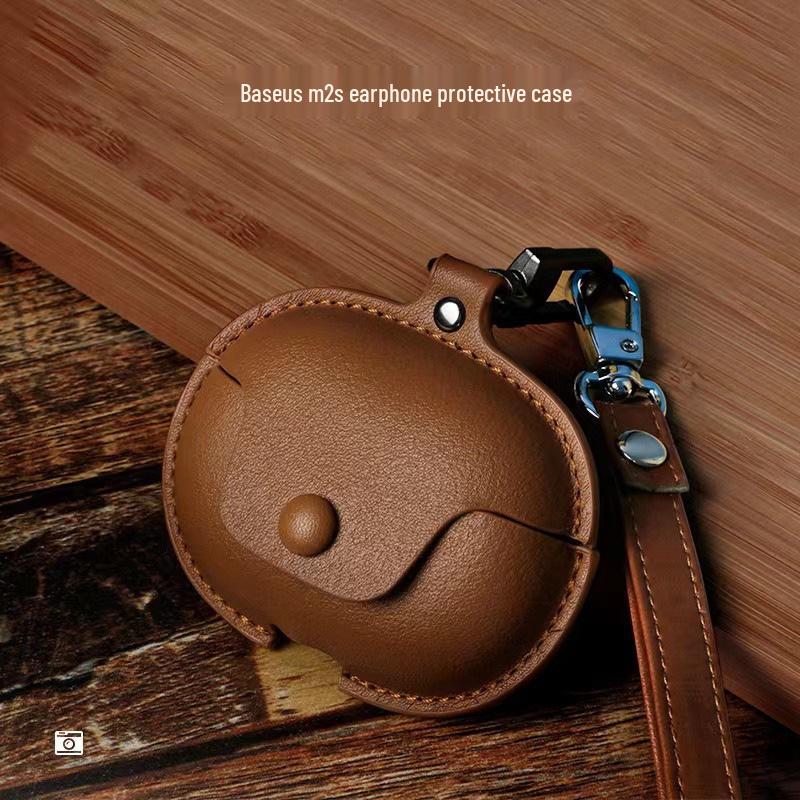 Baseus M2s Protective Shell for Bowie M2s Bluetooth Earbuds - Genuine Leather Case