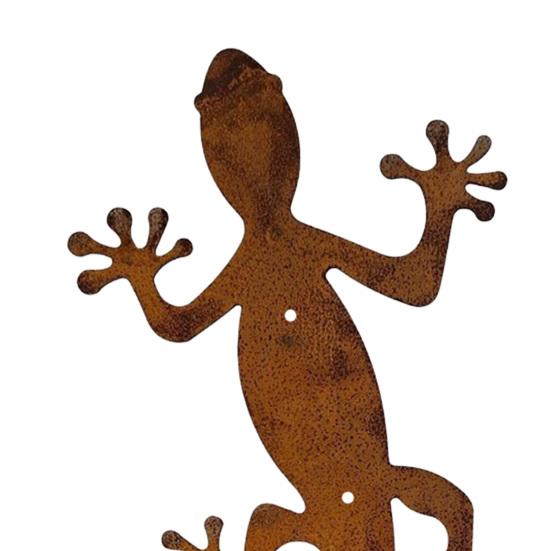2 Pezzi Rettile Lucertola Rana in Metallo da Parete, Decorazione Murale Rustica in Ferro per Giardino Esterno, Patio e Cortile, Scultura Animale Appesa con Finitura Invecchiata per Giardino