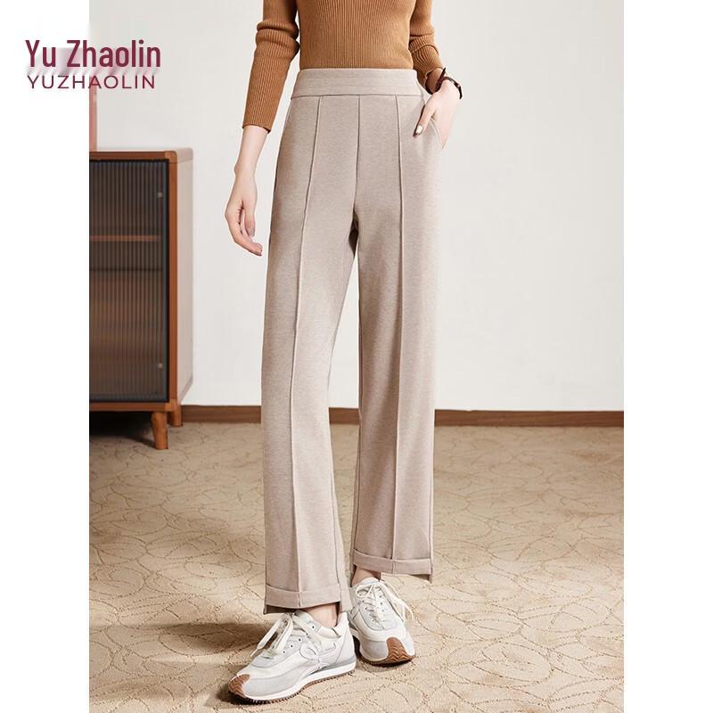 Yuzhaolin Women s High-Waist Wool Blend Straight Casual Pants M