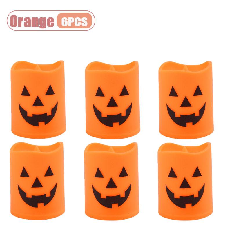 6-60PCS Halloween Flickering LED Candle Holder Skull Ghost Pumpkin Lantern Spooky Decoration for Haunted House Centerpiece