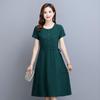 Office Lady Fashion Women Solid Midi Dress Summer New Tunics Slim Elegant Temperament Koreon Female Short Sleeve Casual Sundress