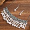 Bohemian Pearl Tassel Necklace & Earring Set in Ethnic Southeast Asian Style