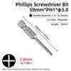 50mm Phillips Screwdriver Bit PH00/PH0/PH1/PH2 1/4” Hex Shank Magnetic S2 Steel Cross Head Screw Driver Bits Hand Power Tools