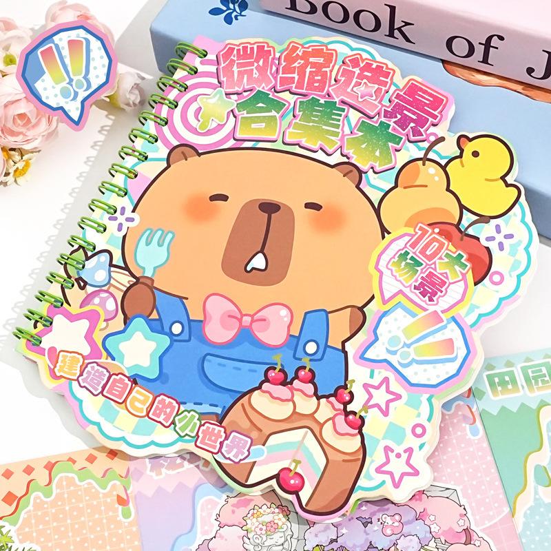 Sevimli 3 Boyutlu Çizgi Film Kapibara Çıkartma Kitabı Kendin Yap Manzara Çıkartmaları Kulübe Manzarası Çıkartma Kombinasyon Kitap Seti Oyun Kitapları Festival Hediyeleri