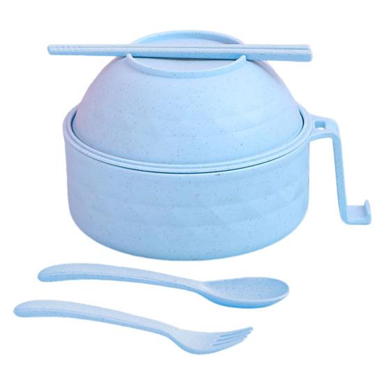 Microwave Ramen Cooker Set with Handle Spoon Chopsticks Fork Noodle Bowl Soup Bowl Set