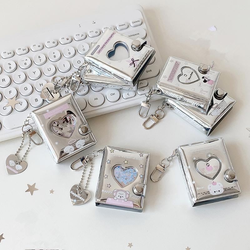 Cute Silver Korean Card Album 2 Inch for Idol Photos Mini Storage Binder for Girls Perfect Collectors Gift