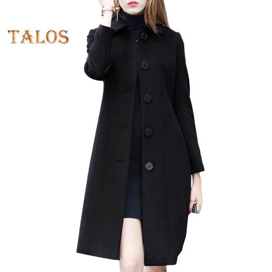 

Женское шерстяное пальто осень-зима с отложным воротником, однобортное, свободное, средней длины, плотное, сохраняющее тепло, для поездок на работу, свиданий, путешествий XL чёрный