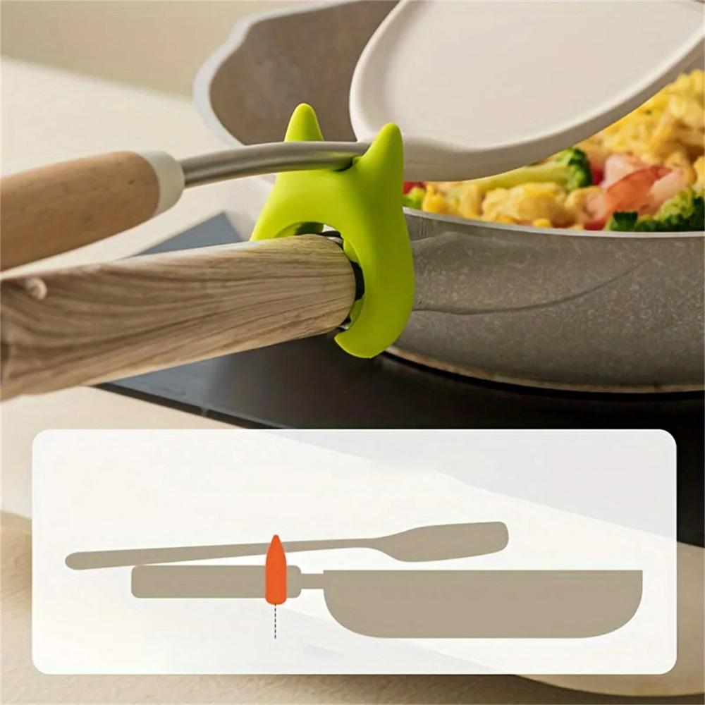 Portable Clips Kitchen Cartoon Silicone Plastic Pot Clip Spoon Rack Holder Tools Cooking Support Side Kitchen Anti-scalding