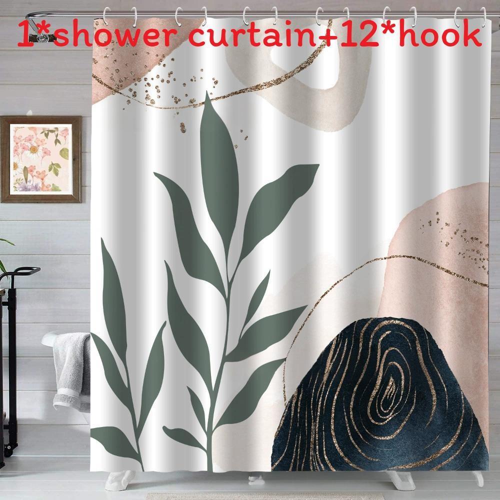 Boho Style Watercolor Polyester Shower Curtain Waterproof Fabric For Bathroom Decor And Privacy Divider