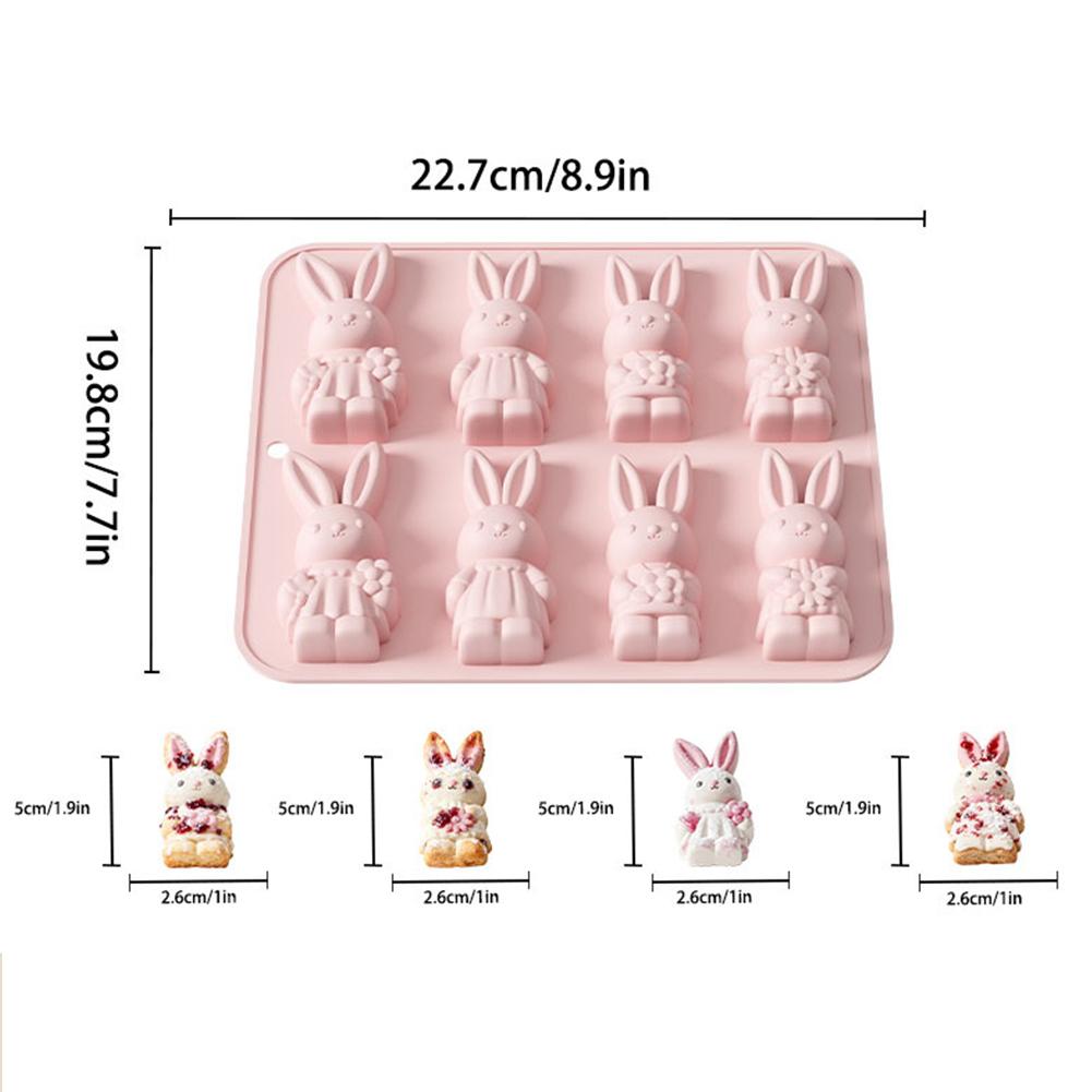 2PCS 3D Easter Bunny Silicone Molds Rabbit Chocolate Mold For Baking Cake Jelly Ice Cube Tray Candle Soap Resin Candy Mold