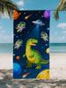 Ręcznik Plażowy Dinozaur Astronauta, Premium Mikrofibra Chłonny Szybkoschnący, Duży na Plażę Basen, Ręcznik z Kreskówkowym Nadrukiem Kosmicznym dla Dziecka