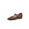 Krazing Pot Sheepskin Autumn Winter Shoes Buckle Straps Low Heels Mary Janes Size 40 Round Toe Brown Color Pumps