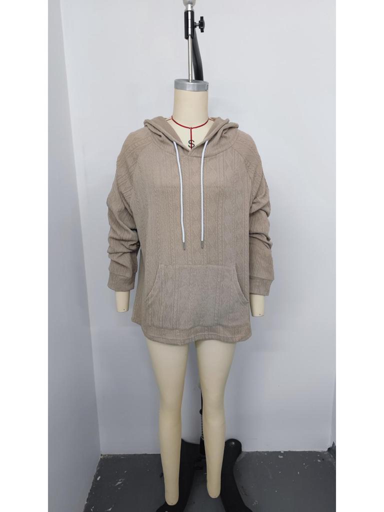2025 Autumn/Winter Women's Plus Size Jacquard Loose Hooded Sweatshirt
