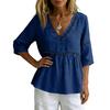 Ladies' Fashionable Casual V-neck Mid Sleeve Women's Top Shirt