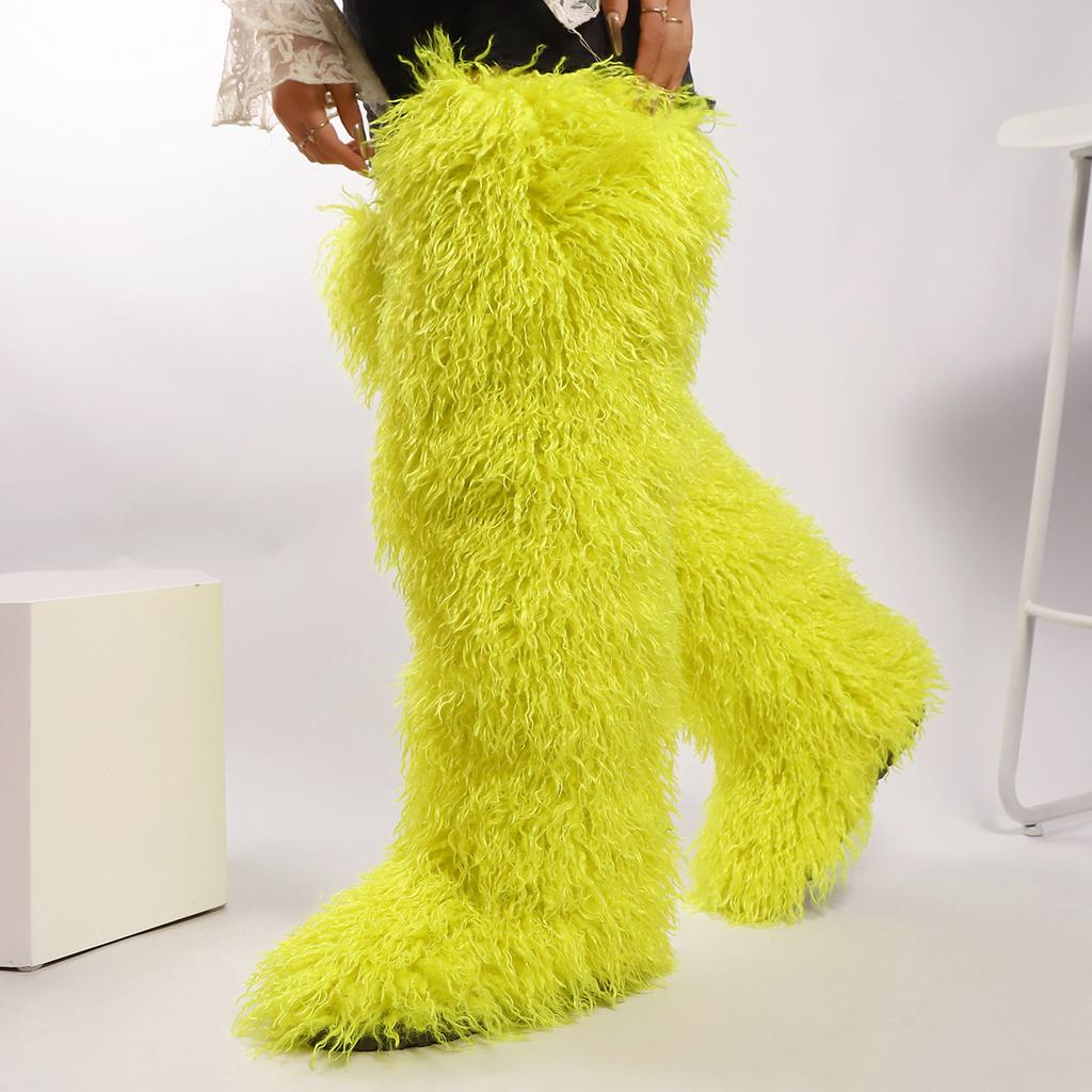 Fashion IPPEUM Winter Fur Boots 2025 Knee High Boots For Women Over The Knee Shoes Plush Long Boots