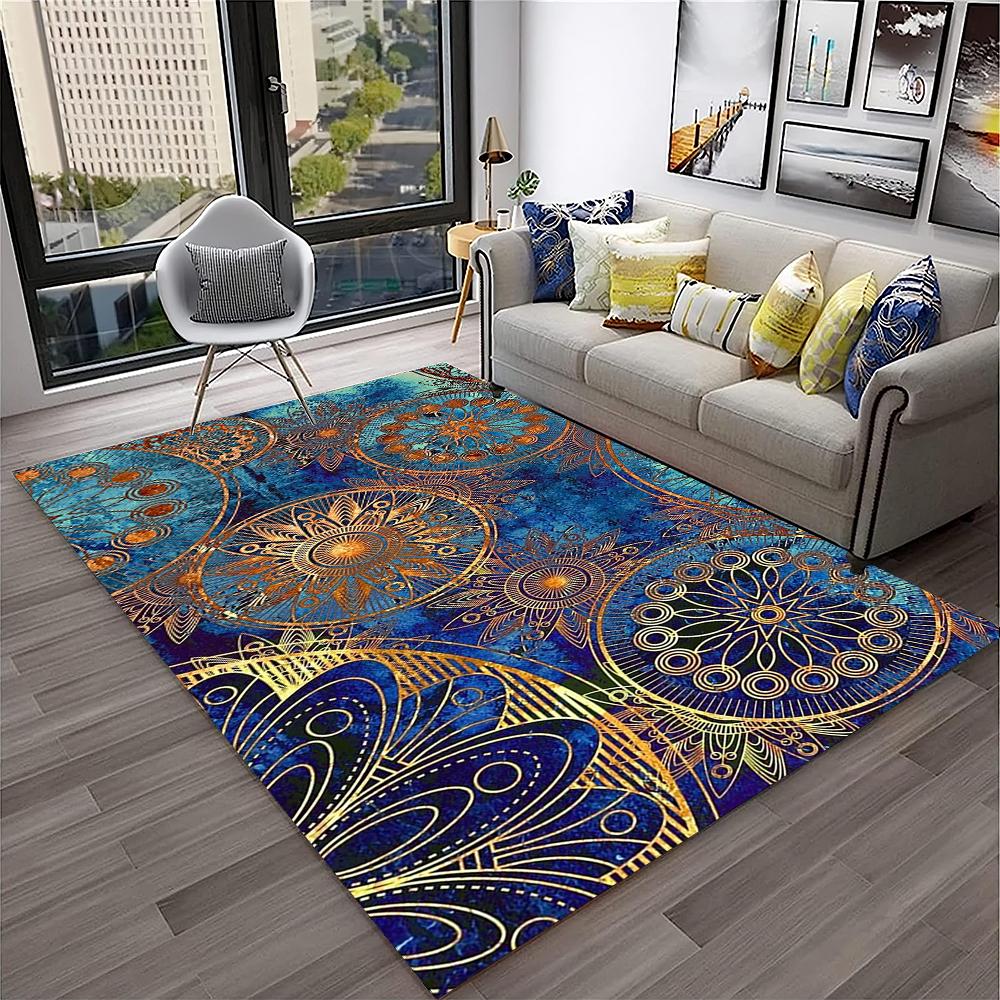 3D Mandala Bohemia Geometric Carpet Rug for Home Living Room Bedroom Sofa Kitchen Doormat Decor,Kid Area Rug Non-slip Floor Mat
